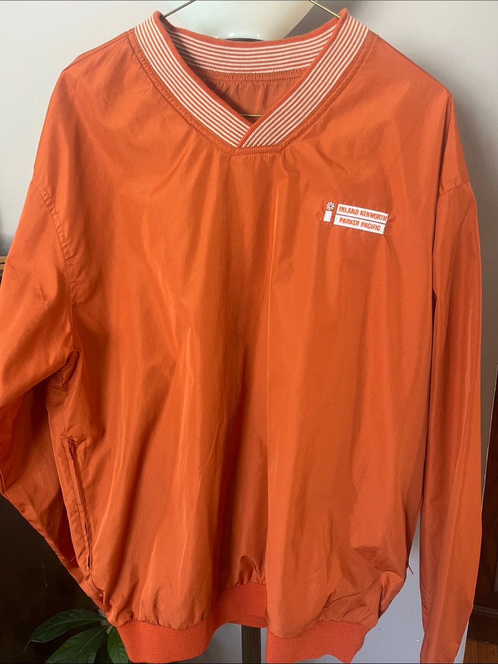 Orange Pullover Windbreaker Sweatshirt